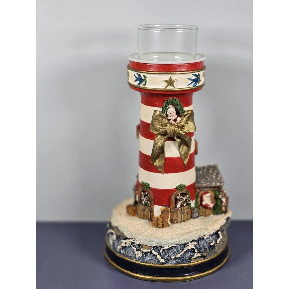 Danbury Mint Lighthouse Candle Holder Holiday Decor w COA